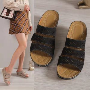 [Free Shipping] New Summer Wedge Heel Sandals Oversized One-Strap Sandals Thick-Soled Flip-Flops WomenS Casual And Breathable Slippers