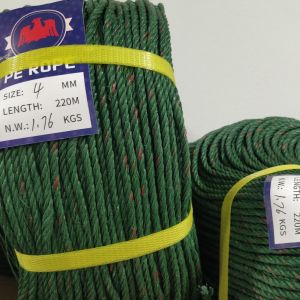 [ROLL] PE rope Hijau Green PE rope 4mm 5mm 6mm 8mm 10mm 12mm 14mm 16mm / Tali PE Tali Hijau Kuality Baik Polyethylene Rope [220m per roll]