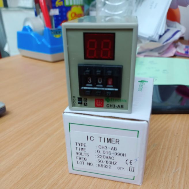(แพ็ค1ชุด)ทามเมอร์ ดิจิตอล TIMER CH3-AB 220VAC 50/60Hz พร้อมขายซ็อกเก็ต ...