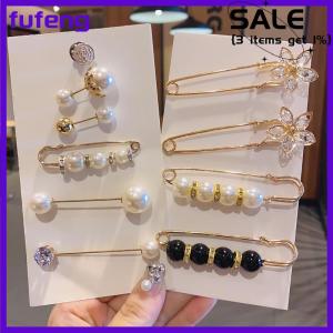 fufeng 4 6 chiếc phụ nữ quần áo trâm cài ngọc trai Rhinestone trâm cài quần Jean Váy eo quần áo cố định khóa thắt lưng kẹp thắt lưng phụ kiện tự làm