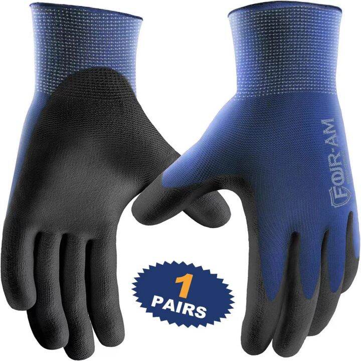 1Pairs Ultra-Thin PU Coated Work Gloves,Excellent Grip,Nylon Shell ...