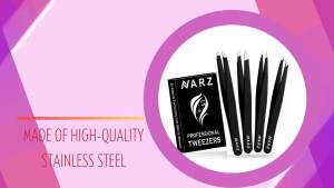 NARZ 4Pcs Professional Tweezers for Women Facial Hair Stainless Steel Precision Tweezers for Ingrown Hair Eyebrow Tweezer for Men & Women (Black Set)