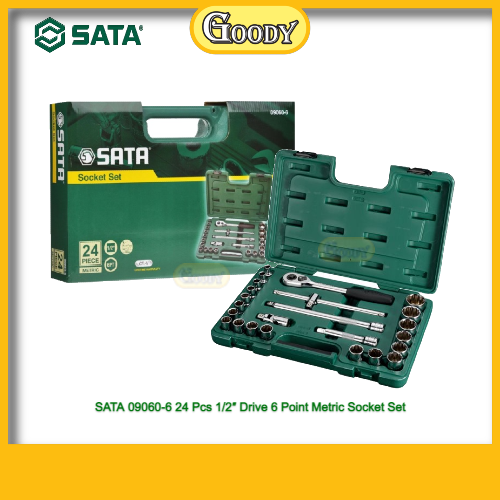 SATA 09060-6 24 Pcs 1/2″ Drive 6 Point Metric Socket Set | Lazada
