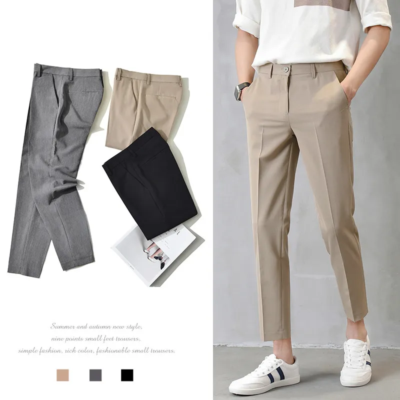 KOREAN CASUAL FASHION MEN SUIT PANTS 2022 Trendy Korean fashion Style High  quality Suit pants for Mens simple Solid plain color Light casual and  stylish pants