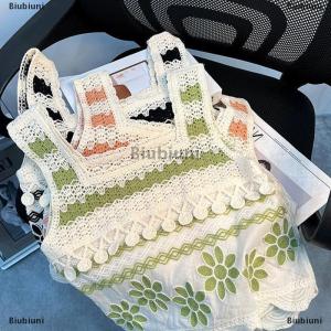 [COD] Biubiuni Áo yếm DệT Kim Thêu rỗng mùa hè Áo ba lỗ không Tay Tua Rua không đều cho nữ