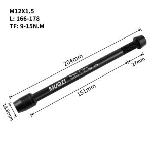 OOG Front Rear Axle Bike Thru Axle Axle Lever Bike Shaft Bike Barrel Shaft Trainer Hollow Spindle Shaft M121.5/1.75MM Bike Hub Skewers Cycling Supplies