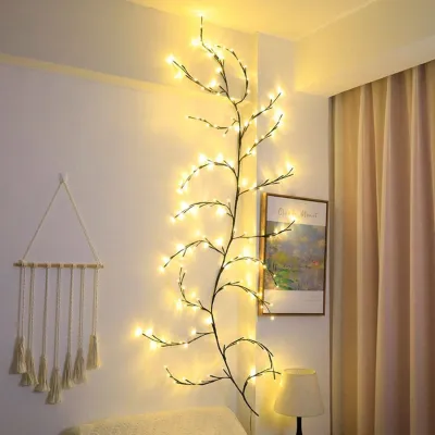 144 LED Wall Tree Enchanted Willow Vine Light Bendable Lighted Vine Tree Branch for Christmas Home Party Wall Bookshelf