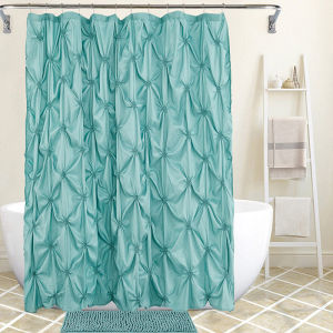 (Rod not included)180x180cm Shower Curtain Ruched Microfiber Vintage Handcrafted Bath Curtain for Master Bathroom