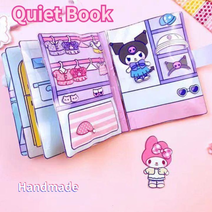 【HBESTY】Cartoon Kuromi My Melody Quiet Book Set Handmade Paper Doll ...