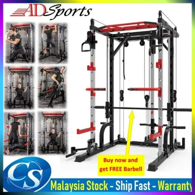 ADSPorts J009 Multi-Station Commercial Exercise Workout Smith Machine Power Cage Station Squat Rack Gym Fitness