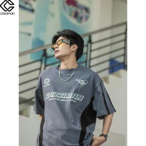 CAZAMAN เสื้อยืดแขนสั้น เสื้อยืดออเวอร์ไซส์ เสื้อคอตตอน คอกลม แนวสปอร์ต 2251