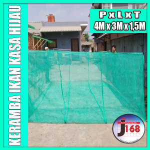 Promo Terbaru waring jaring Keramba Ikan Kasa hijau untuk lele bawal nila dll siap pakai 4x3x15