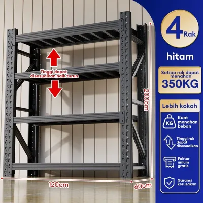 YOYO Heavy Duty Storage Rack | Adjustable Carbon Steel Shelf | Boltless Multi Layer Organizer | Rust Resistant Rack for Kitchen Warehouse Store Room