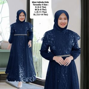 Baju Gamis Anak Perempuan 2024 Terbaru Model Tangan Balon/Maxi Adinda Kids 3-14 Tahun