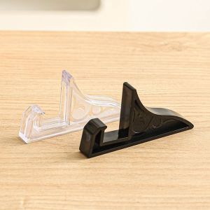 MYTHIS 2Pcs Clear/Black Photo Frame Stand Multi-Purpose Plastic Picture Easel Holder Durable Certificate Stand Mobile Phone Tabletop Display