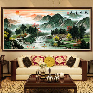 D580 DIY Diamond Painting Full Matahari terbit Pegunungan Air mengalir
