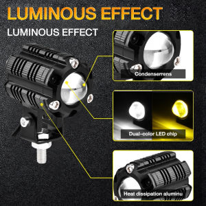 MINI DRIVING LIGHT V6 3WIRRS TRI-COLOR WATERPROOF MDL HIGH AND LOW BEAM 30W UNIVERSAL FOR MOTORCYCLE 2PCS