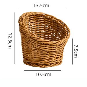 GONLUEZ Handwoven Rattan Wicker Woven Serving Baskets Household Hardness Bread Fruit Vegetables Basket Multistyles Rattan Basket Restaurant Serving Tabletop Display