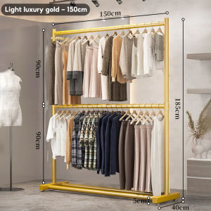 JFS 60-150cm Metal Clothes Rack Organizers Double Rod Metal Clothes Rack Clothes Hanging Rack Heavy Duty Floor-standing Hanger Stand