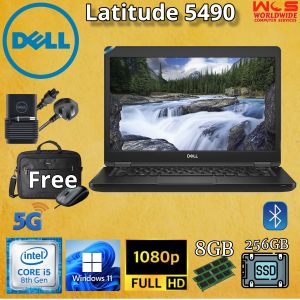 Dell Latitude 5490 | 14 inch Full HD FHD Business Laptop | Intel 8th Gen i5-8350U Quad Core | 8GB DDR4 | 256GB SSD | Win 11 Pro Refurbished with preowned Free Mouse & Bag