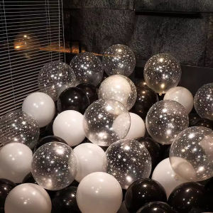 Metallic Balloons and Confetti Balloons Set 50 Pcs Latex Transparent star-patterned balloons for Birthday Graduation Anniversary Party Decorations