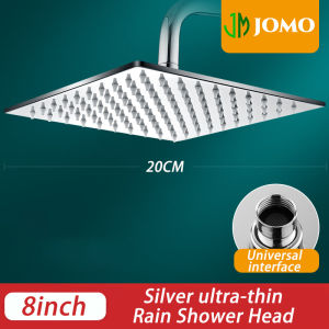 【JOMO】8/10/12 Inch Ultra Thin 304 Stainless Steel Rain Shower Head Bathroom Supercharged Square Silver/Black Sprinkler Top Spray Water Bath