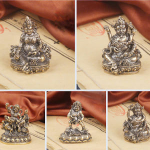 BỘ 5 TƯỢNG NGŨ BỘ THẦN TÀI TÂY TẠNG BẰNG ĐỒNG NHỎ CAO 5cm  HOÀNG  HẮC  BẠCH  HỒNG  LỤC THẦN TÀI