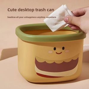 Thùng rác mini bàn làm việc phim hoạt hình bảng rác rác vật liệu PP lưu trữ Thùng rác hình dáng dễ thương trang trí phòng tiết kiệm không gian