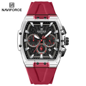NAVIFORCE Original Mens Sports Chronograph Watch Quartz Movement Silicone Strap 50m Waterproof Luminous Pointer Lightweight Mens Outdoor Fashion Casual Watch NF6113