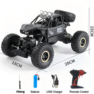 Mainan Mobil Remote Control Besar 4WD 1:16 RC Mobil Offroad Bahan Alloy 24GHZ Lampu Bisa ON OFF
