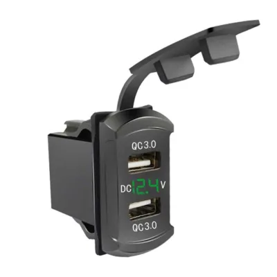 【Local Shipping】Gm Charger Waterproof QC3.0 dual USB port 12-24V Display car adapter Toyota Fast Charging Car Accessories