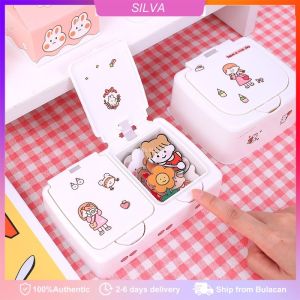 Cute Press Storage Box Student Desktop Organizer Stationery Cosmetic Storage Box