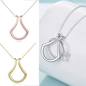 BETTERFORM Jewelry Accessories Engagement Gifts Scalloped Attractive Jewelry Stainless Steel Ring Holder U-shaped Necklace Choker Thin Chain