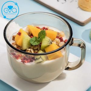 Ly Thuỷ Tinh Màu Nâu Hổ Phách Chịu Nhiệt Có Quai Cầm Dùng Ăn Sáng Ngủ Cốc Tiện Dụng 480 M