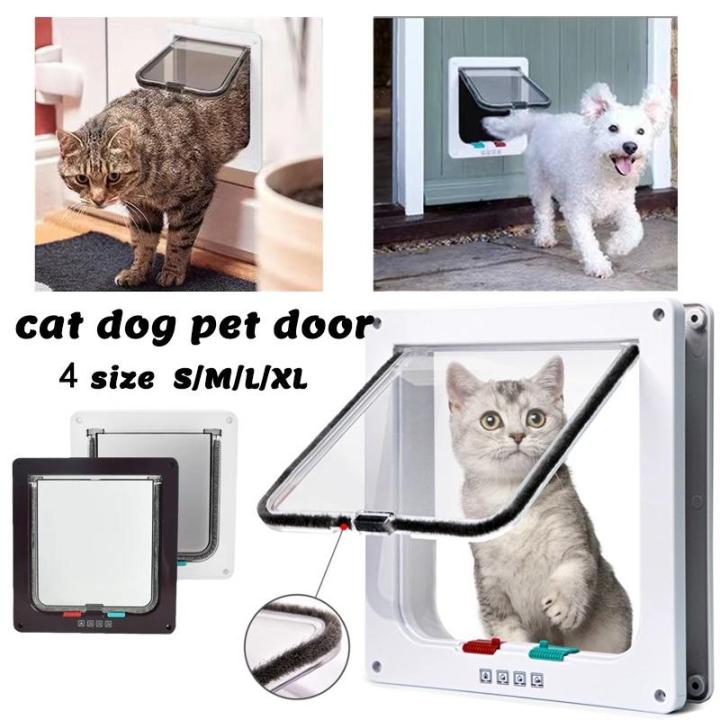 Cat Flap Door with 4 Way Locking Security Lock Weatherproof Pet Doors
