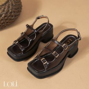 LOEI Candice Wedges Tali Wanita kekinian Sepatu Hak tahu Tinggi Fashion Style Terbaru 1758