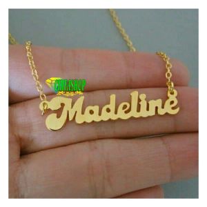 kalung liontin  nama sendiri titanium anti karat lapis emas 24k