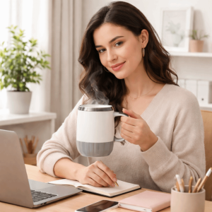 KAWAII BOX Smart Automatic Stirring Cup Temperature Display 316 Stainless Steel ic Mixer Coffee Mug Creative Large Capacity Electric Mixing Mug Coffee Making