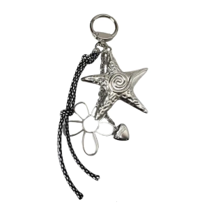 Star Bag Ornament Flower Heart Rope Keychain Creative Key Holder Bag Decorations Stylish Key Ornament Alloy Texture