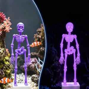 YOURUN 3D Printed Dancing Skeleton Aquarium Bubbler with Pipe Suction Cup Realistic Movable Skeleton Fish Tank Bubbler Creative Movable Wiggle Water Wiggling Skeleton Decor Fish Landscaping