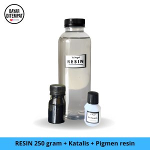 Paket Resin Bening Siap Pakai 250g + Katalis + Pigmen Hitam untuk Kerajinan