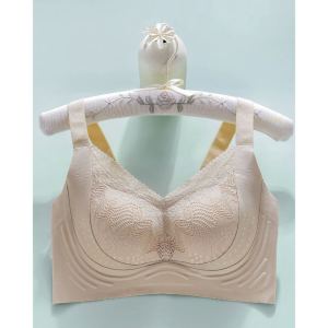 【Ship in 24H】Innerman Underwear L-5XL Large Size Underwear Big Breasts Show Small Thin Cup Lace Underwear Women Wireless Breathable Fixed Cup Adjustable Bra Receiving Side Breasts Lifting Style