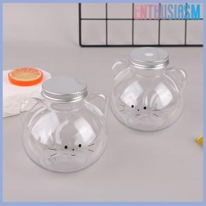 【Enthusiasm】🌟🌟【Hot Sale】🎈 Kawaii Cat Water Bottles For Milk Tea Coffee Juice Portable Drinking Cup Home Transparent Juicing Beverage Drink Bottle BPA Free