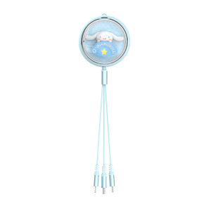 Sanrio Cinnamoroll 3-in-1 Retractable Charging Cable Fast Charging TPE Flat Cord LY-072