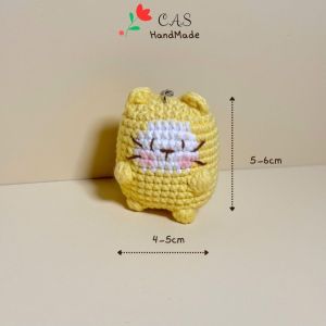[Có sẵn] Móc khóa mèo xiêm amigurumi len cotton milk 125g quà tặng handmade móc balo