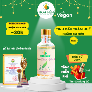 Tinh Dầu Tràm Nguyên Chất Ngâm Củ Nén 50ml - Hoa Nén - Giảm ho khò khè long đờm giữ ấm cho bé