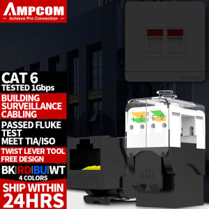 AMPCOM CAT6 Keystone Jack RJ45 UTP Keystone โมดูลอะแดปเตอร์ไม่ต้องใช้เครื่องมือ Punch-Down Couplers