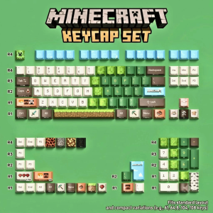 Fantasy T Mall Mine Kraft Theme 129 Keys PBT Keycap Set Cherry Profile Custom Mechanical Keyboard Keycaps for MX Compatible SwitchesCherry Profile Custom Mechanical Keyboard Keycaps for MX Compatible Switches