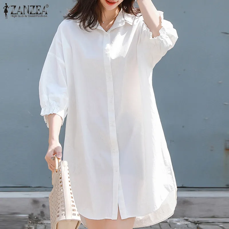 Rulfepy ZANZEA Womens Short Sleeve Collared Button Down Shirt