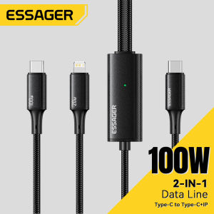 Essager 100W Cáp USB C Để Loại C Để Chiếu Sáng Pd Nhanh Chóng Sạc Dữ Liệu 2 Trong 1 Nhanh Chóng dây sạc Cho Máy Tính Bảng máy tính xách tay MacBook Iphone16 15 Samsung Huawei Xiaomi Điện Thoại